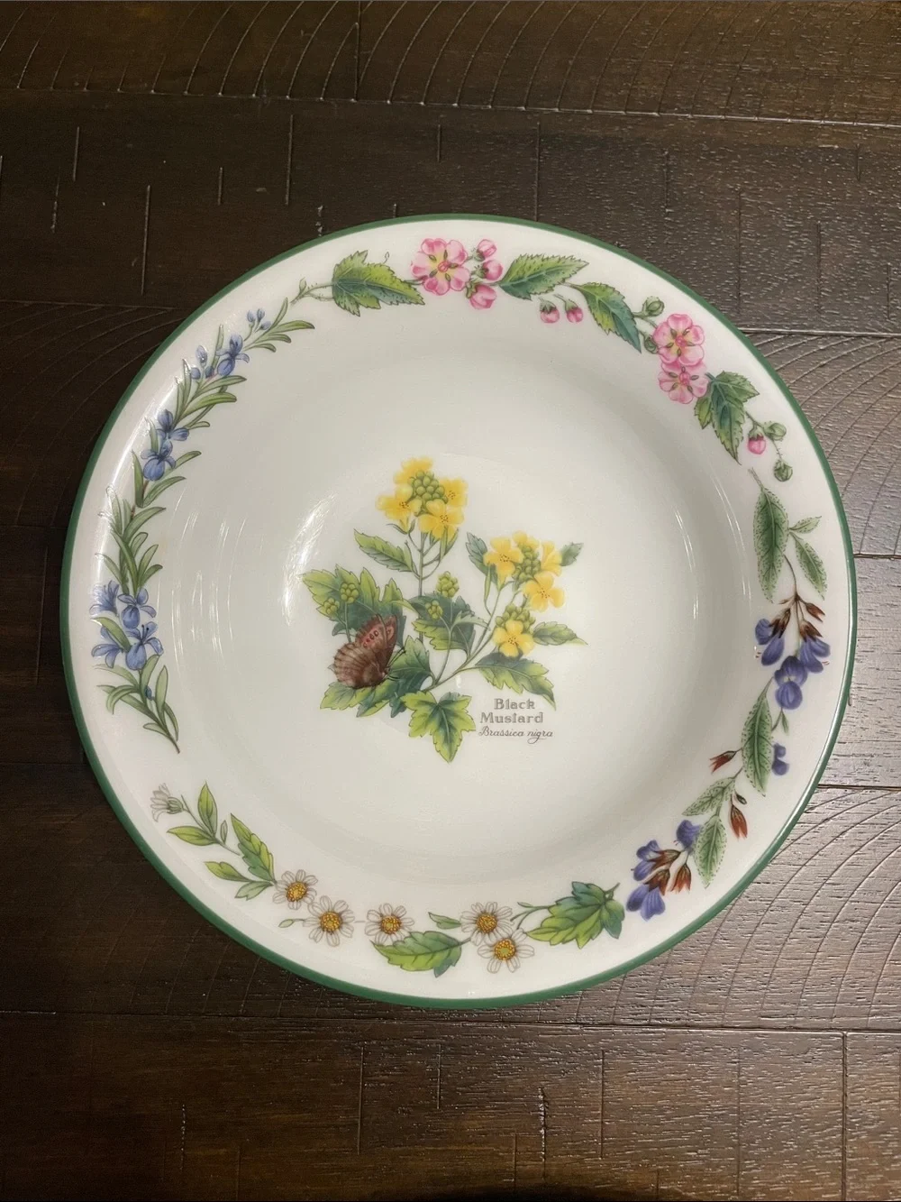 Royal Worcester Herbs Green Trim Botanical Plates Set of 2